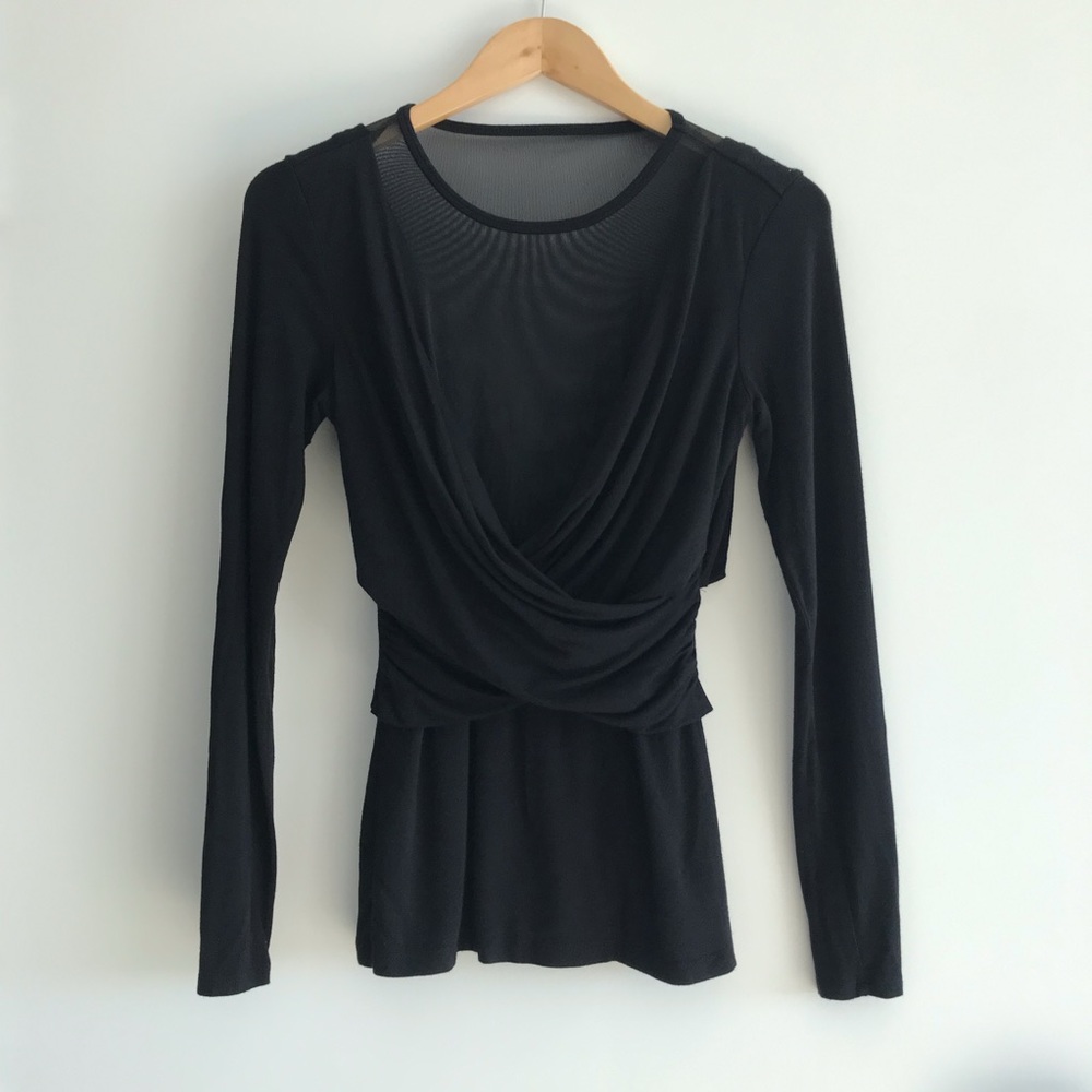 Carmen Marc Valvo Black Cris Cross With Mesh Top